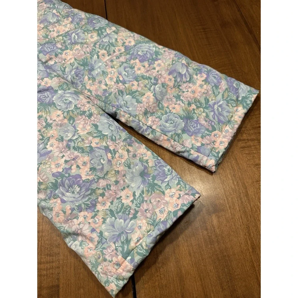 Toddler Girl Vtg Floral Snow Bibs Pants Size M 3 80s 90s Pastel Retro